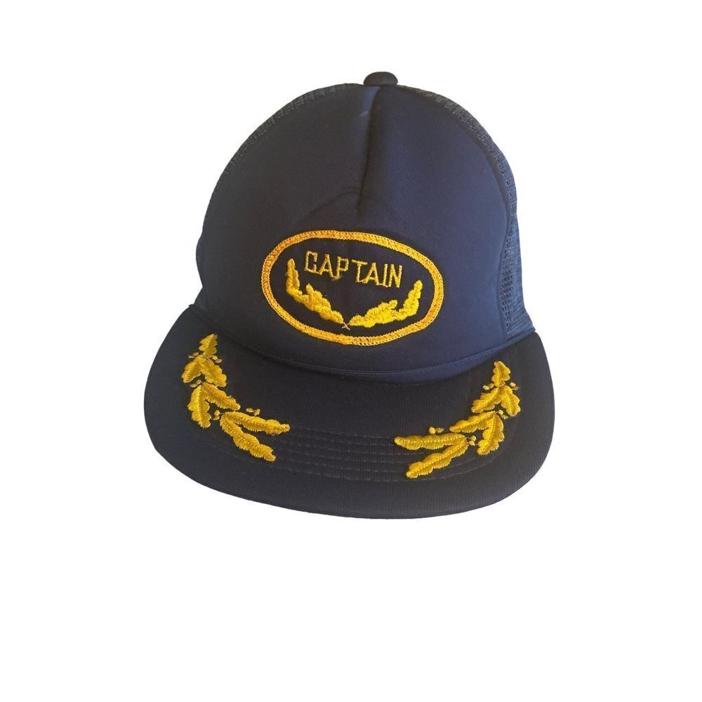 Blue Foam Mesh Back Captain Nautical Sailer Yacht Trucker Hat Cap Adjustable